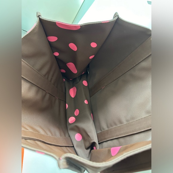 MIMCo - Brown with Pink Polka Dots PVC Tote Bag NWOT - Picture 4 of 7